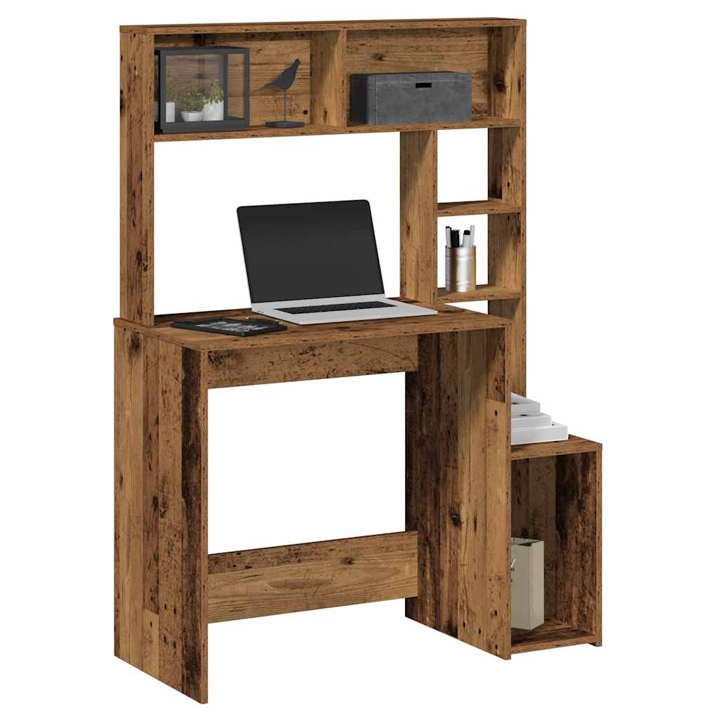vidaXL Bureau met schappen 100x45x140 cm bewerkt hout wit