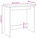 vidaXL Desk 80x40x75 cm engineered wood white