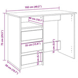 vidaXL Bureau 102x50x75 cm bewerkt hout wit