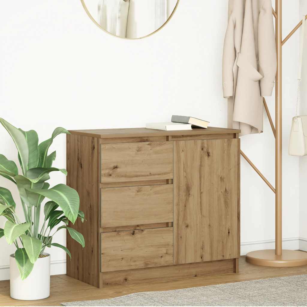 vidaXL Dressoir met lade 71x35x65 cm spaanplaat wit