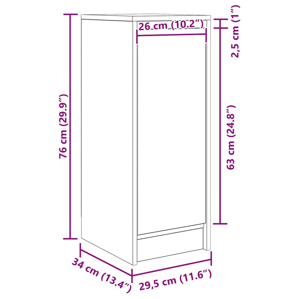 vidaXL Dressoir 29,5x34x76 cm spaanplaat wit