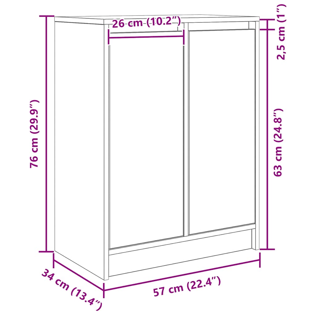 vidaXL Dressoir 57x34x76 cm bewerkt hout wit