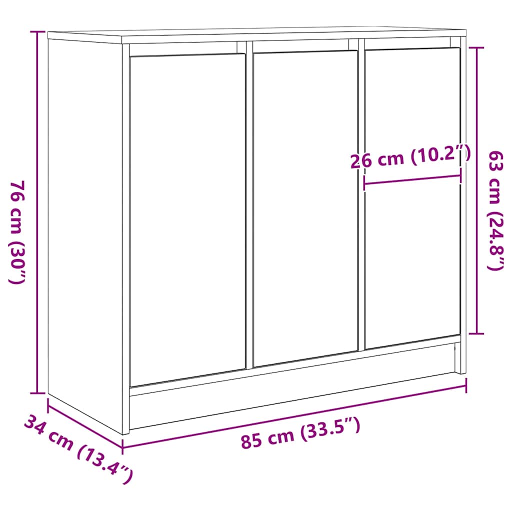 vidaXL Dressoir 85x34x76 cm bewerkt hout wit