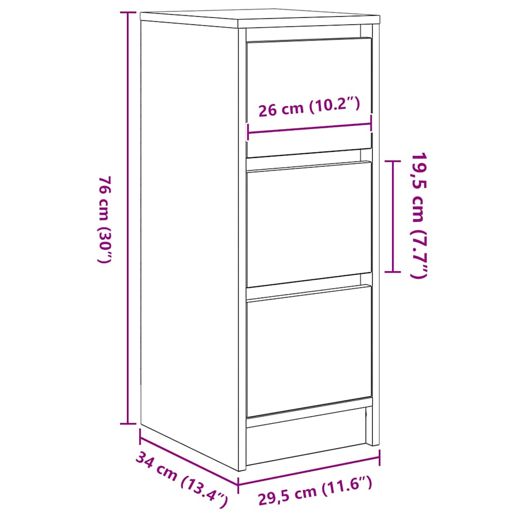 vidaXL Sideboard 29.5x34x76 cm chipboard white