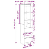 vidaXL Hoge kast 37,5x35x180 cm spaanplaat wit