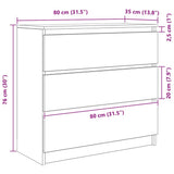 vidaXL Dressoir 80x35x76 cm spaanplaat wit