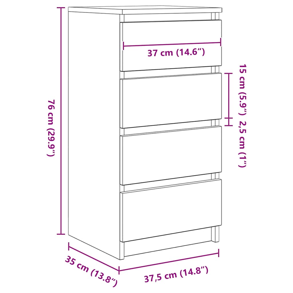 vidaXL Dressoir 37,5x35x76 cm bewerkt hout wit