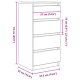 vidaXL Dressoir 37,5x35x76 cm bewerkt hout wit