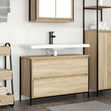 vidaXL Badkamerkast met lades 90x34,5x60 cm zwart eikenkleurig