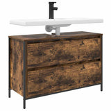 vidaXL Badkamerkast met lades 90x34,5x60 cm zwart eikenkleurig