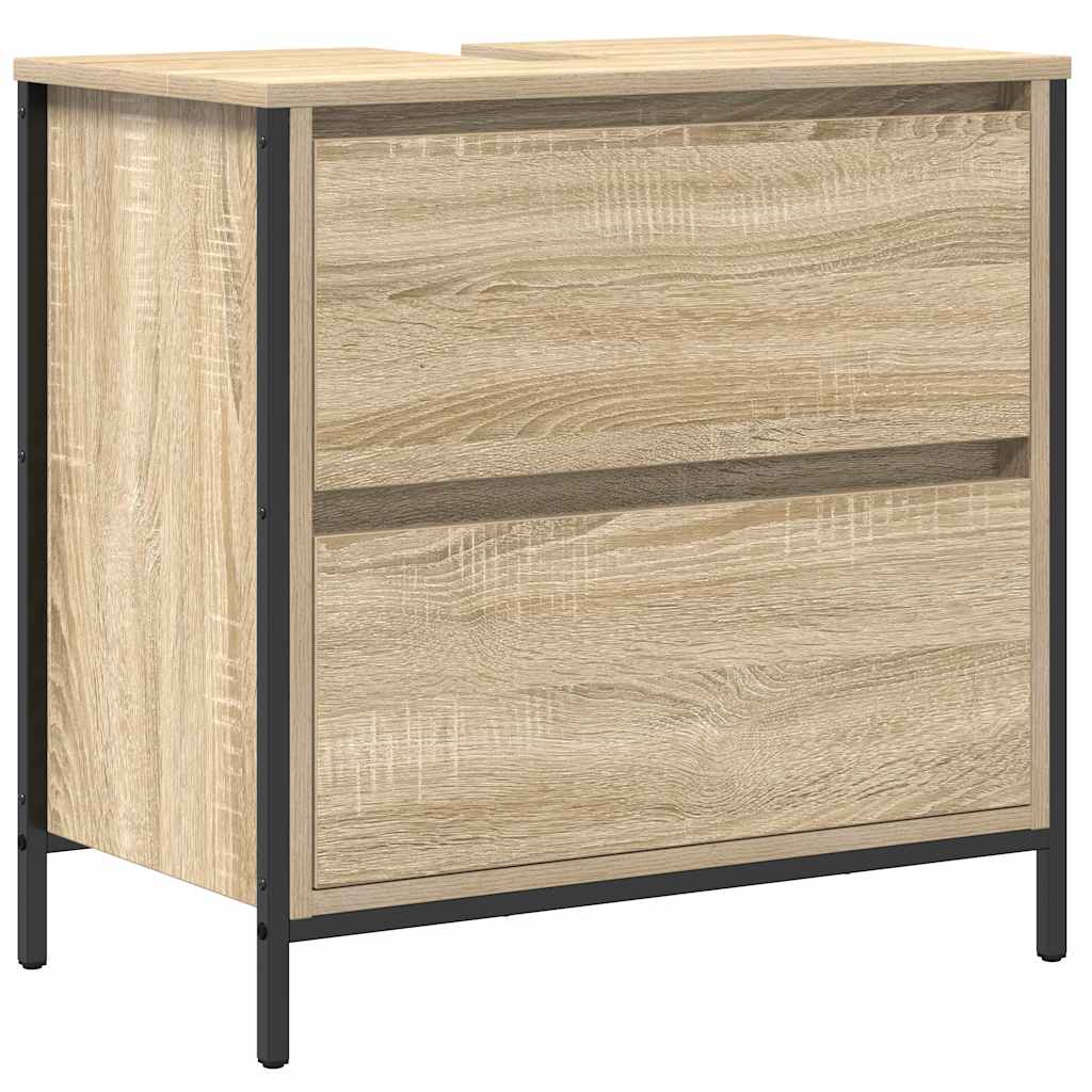 vidaXL Badkamerkast met lades 60x34,5x60 cm zwart eikenkleurig