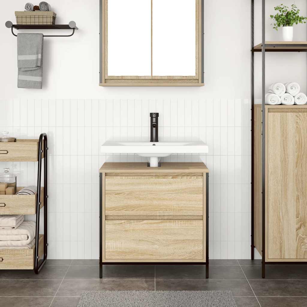 vidaXL Badkamerkast met lades 60x34,5x60 cm zwart eikenkleurig