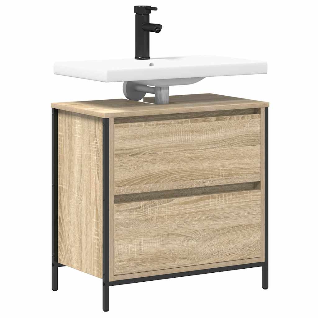 vidaXL Badkamerkast met lades 60x34,5x60 cm zwart eikenkleurig