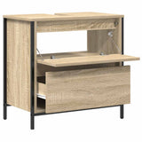 vidaXL Badkamerkast met lades 60x34,5x60 cm zwart eikenkleurig