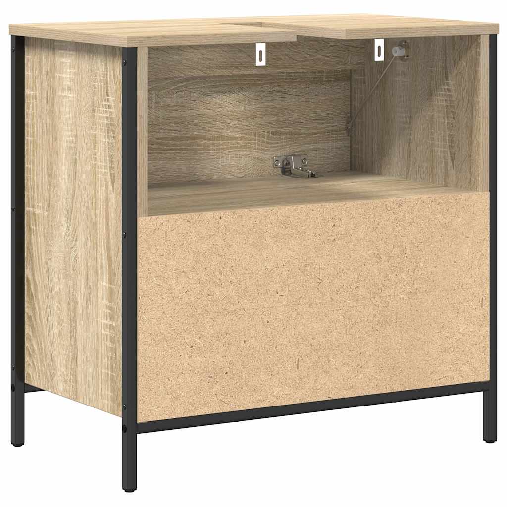 vidaXL Badkamerkast met lades 60x34,5x60 cm zwart eikenkleurig