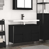 vidaXL Sink Cabinet with Drawers 90x34.5x60 cm Black Oak-coloured