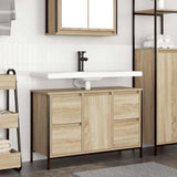 vidaXL Sink Cabinet with Drawers 90x34.5x60 cm Black Oak-coloured