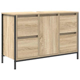 vidaXL Sink Cabinet with Drawers 90x34.5x60 cm Black Oak-coloured