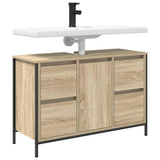 vidaXL Sink Cabinet with Drawers 90x34.5x60 cm Black Oak-coloured