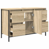 vidaXL Sink Cabinet with Drawers 90x34.5x60 cm Black Oak-coloured
