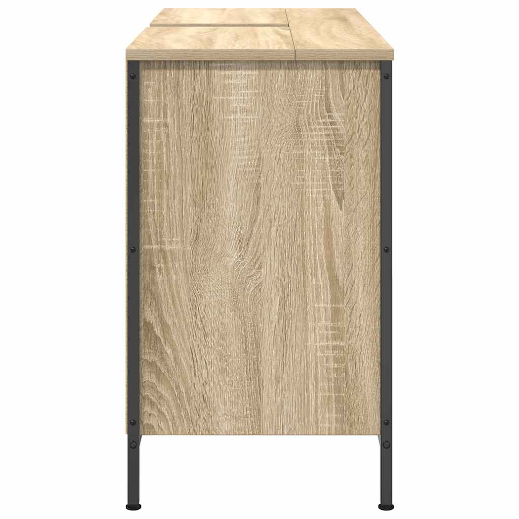 vidaXL Sink Cabinet with Drawers 90x34.5x60 cm Black Oak-coloured