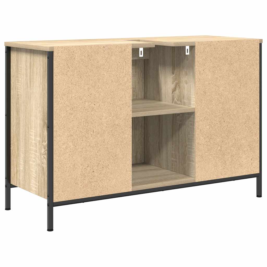 vidaXL Sink Cabinet with Drawers 90x34.5x60 cm Black Oak-coloured