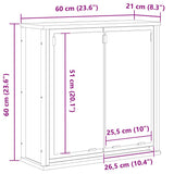 vidaXL Bathroom Wall Cabinet with Mirror 60x21x60 cm Black Oak-Effect
