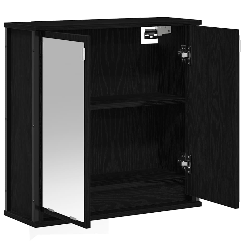 vidaXL Bathroom Wall Cabinet with Mirror 60x21x60 cm Black Oak-Effect