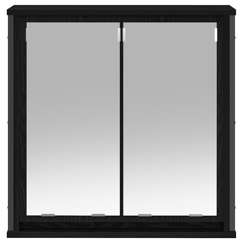 vidaXL Bathroom Wall Cabinet with Mirror 60x21x60 cm Black Oak-Effect