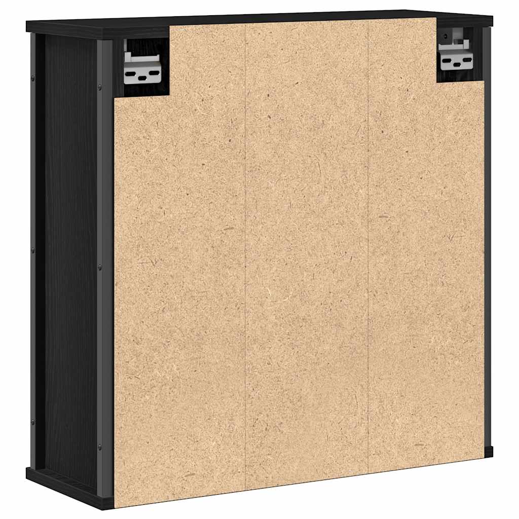 vidaXL Bathroom Wall Cabinet with Mirror 60x21x60 cm Black Oak-Effect