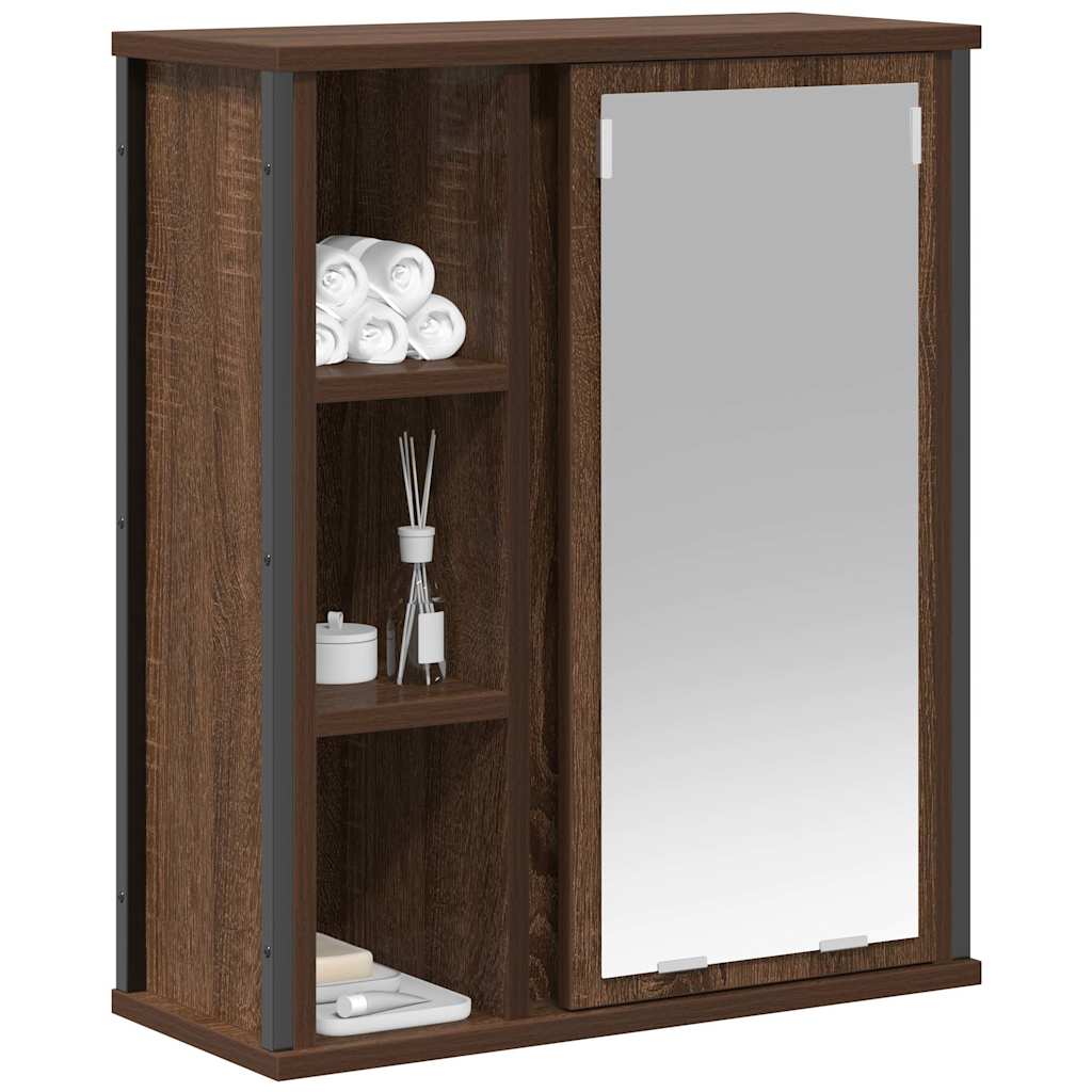 vidaXL Badkamerwandkast met spiegel 50x21x60 cm eikenkleurig