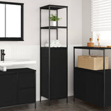 vidaXL Bathroom Cabinet with Shelves 36x35x165 cm Black Oak