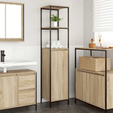 vidaXL Bathroom Cabinet with Shelves 36x35x165 cm Black Oak