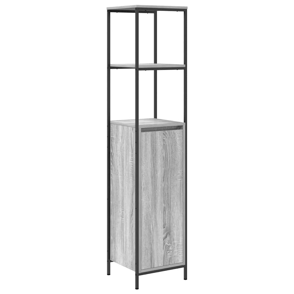 vidaXL Bathroom Cabinet with Shelves 36x35x165 cm Black Oak