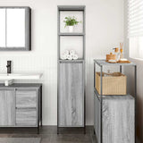vidaXL Bathroom Cabinet with Shelves 36x35x165 cm Black Oak