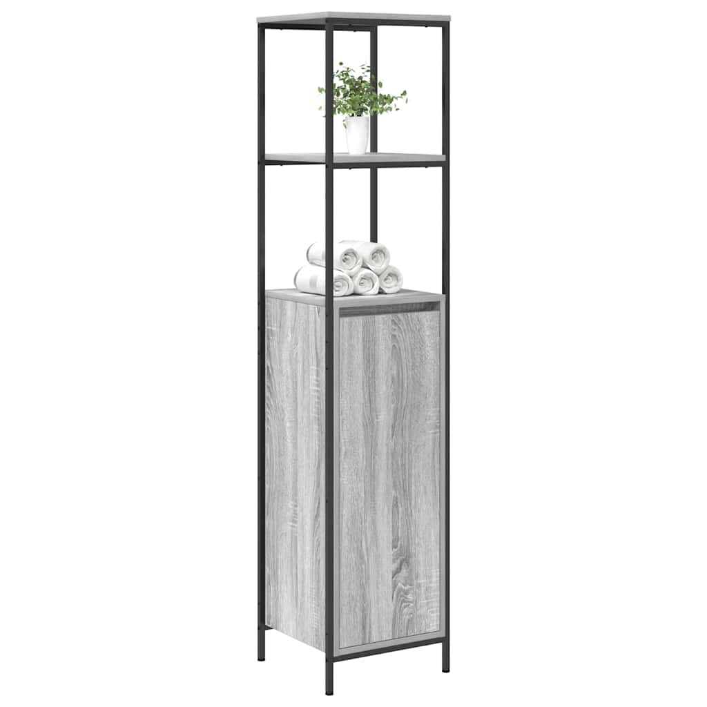 vidaXL Bathroom Cabinet with Shelves 36x35x165 cm Black Oak