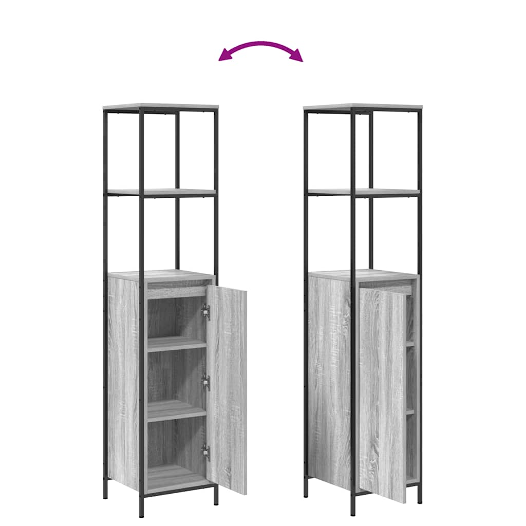 vidaXL Bathroom Cabinet with Shelves 36x35x165 cm Black Oak