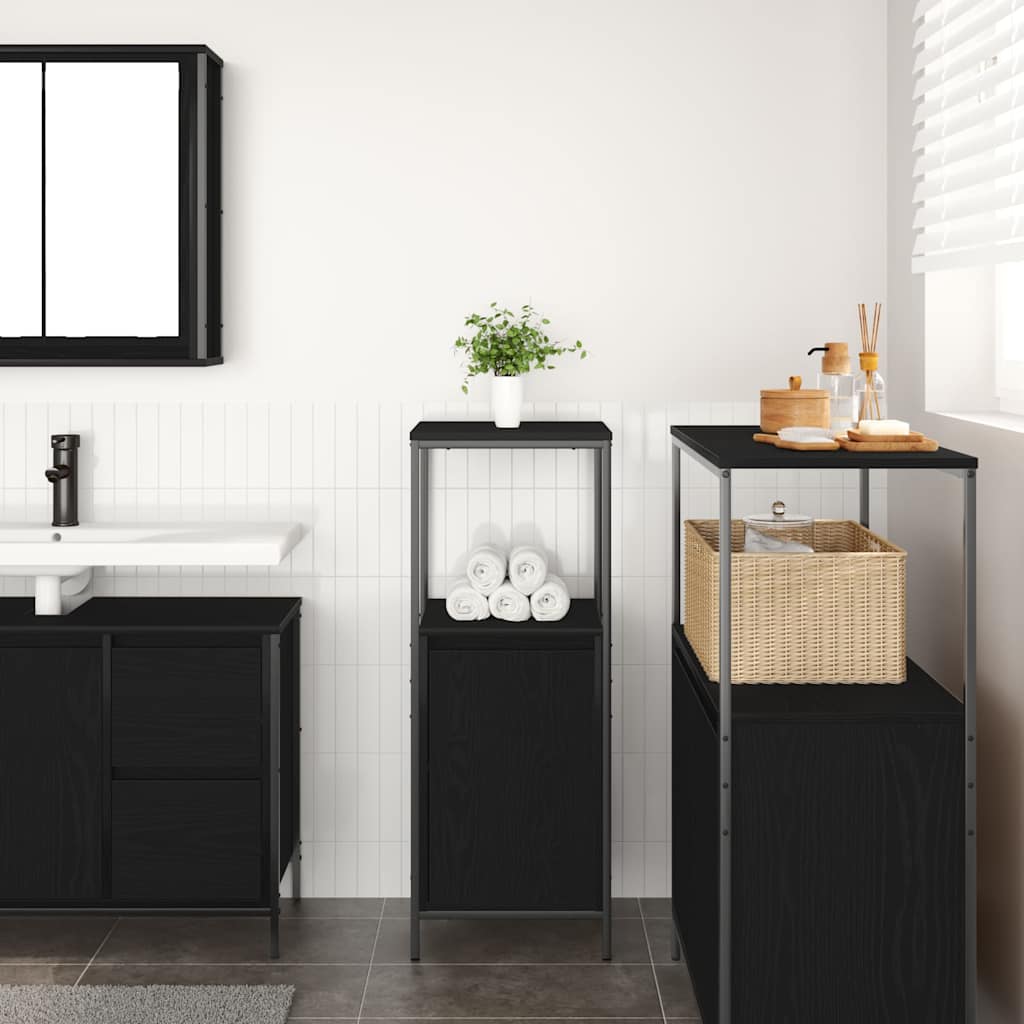 vidaXL Badkamermeubel met planken 36x35x95 cm zwart eikenkleurig