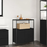vidaXL Bathroom Cabinet with Shelves 76.5x35x95 cm Black Oak