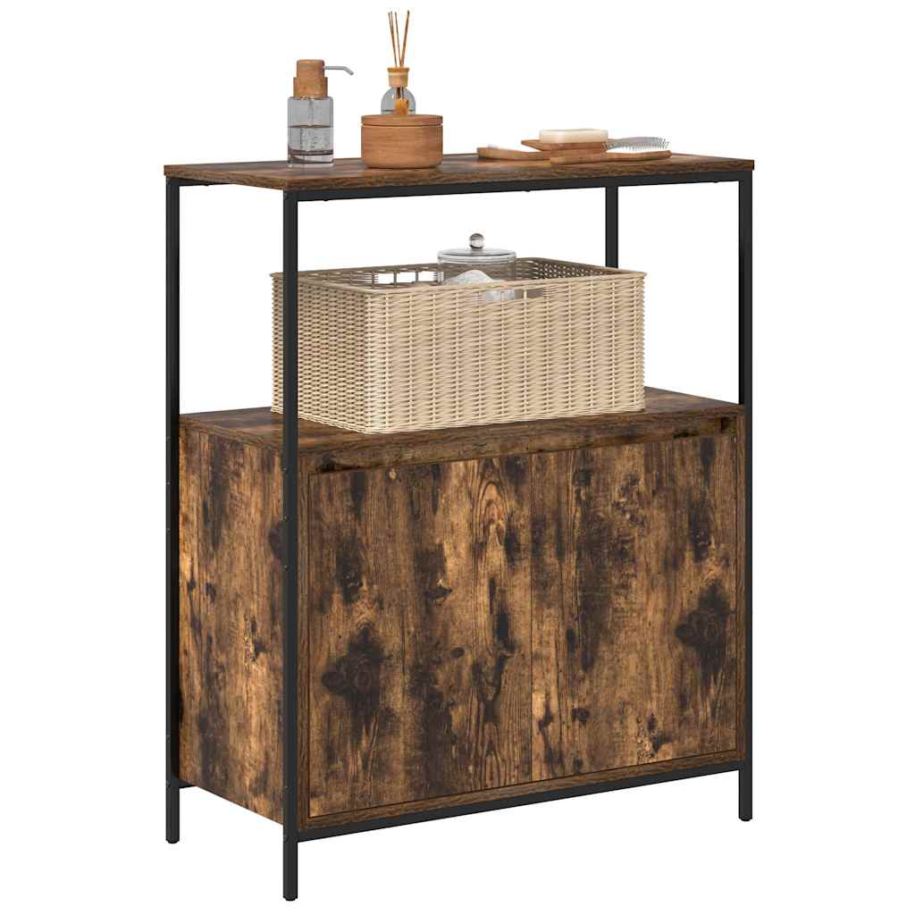 vidaXL Bathroom Cabinet with Shelves 76.5x35x95 cm Black Oak