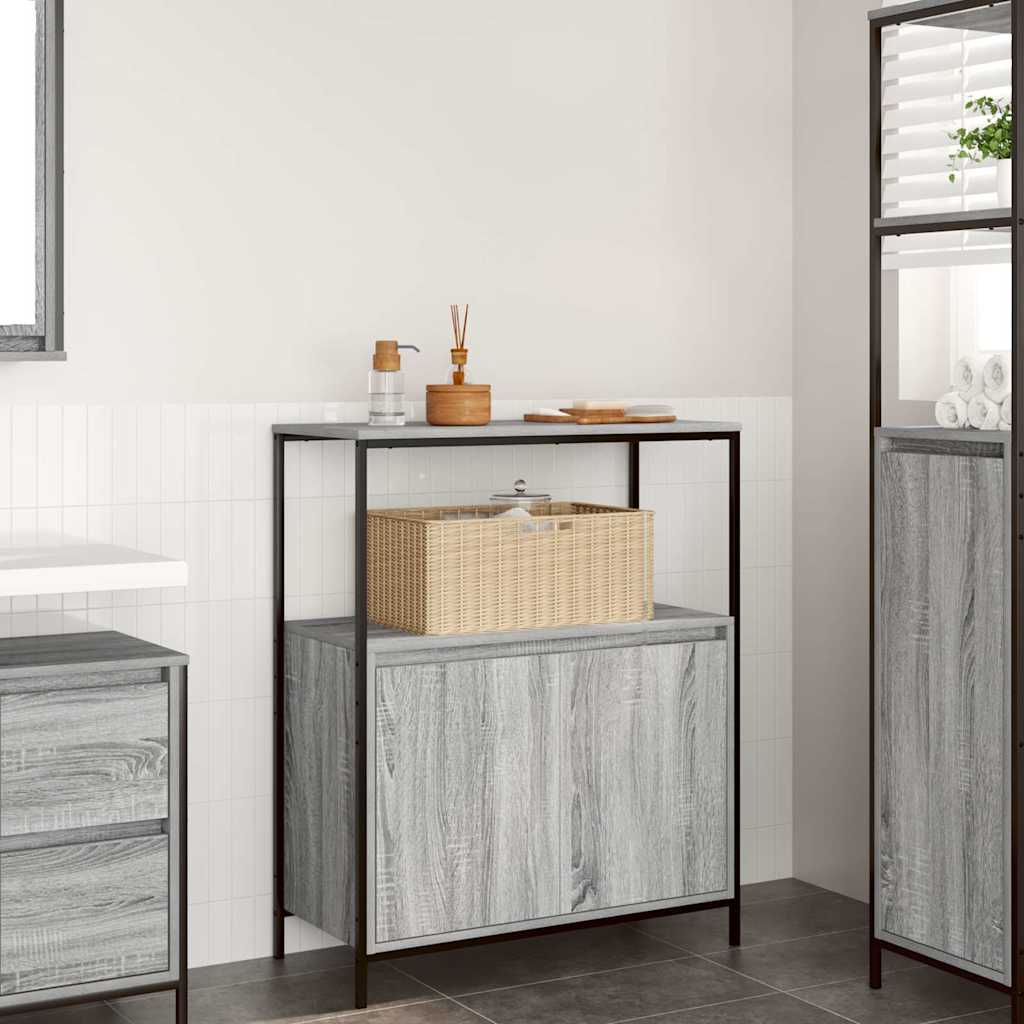 vidaXL Bathroom Cabinet with Shelves 76.5x35x95 cm Black Oak
