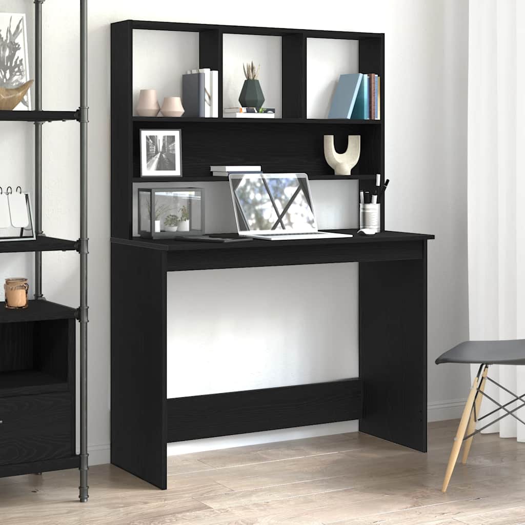 vidaXL Bureau met schappen 102x45x148 cm bewerkt hout wit