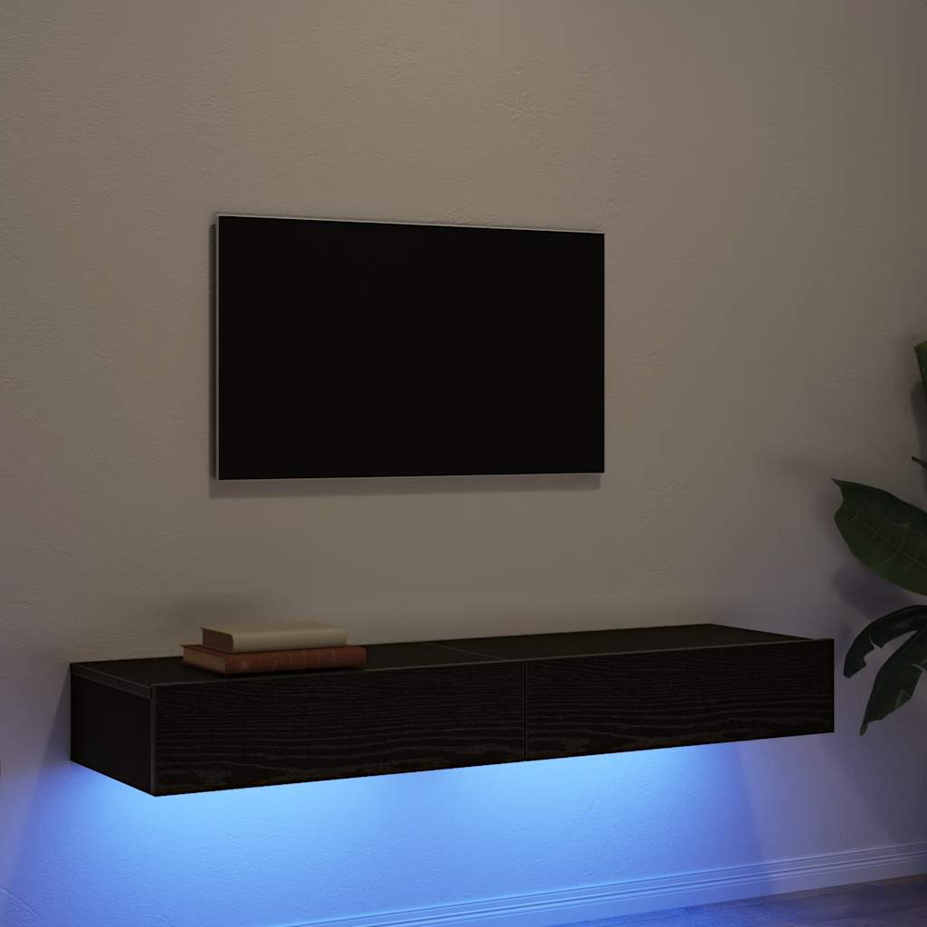 vidaXL TV Cabinet with LED Lights 120x35x15.5 cm White