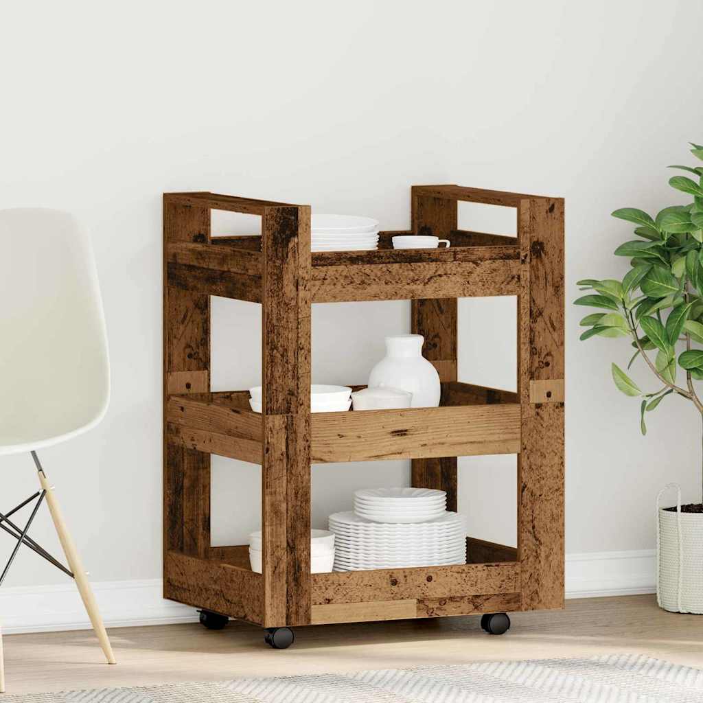 vidaXL Keukentrolley 60x45x80 cm bewerkt hout wit