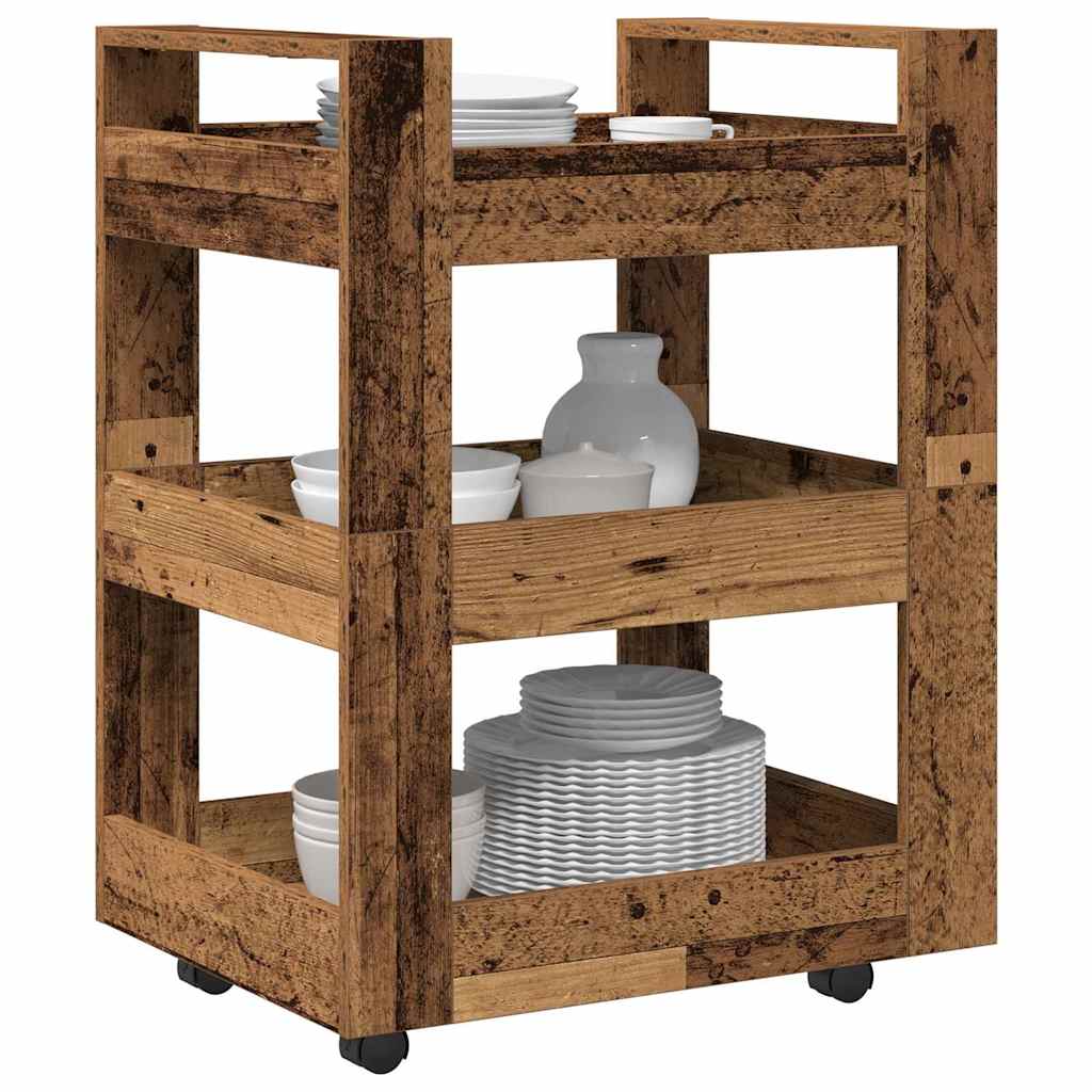 vidaXL Keukentrolley 60x45x80 cm bewerkt hout wit