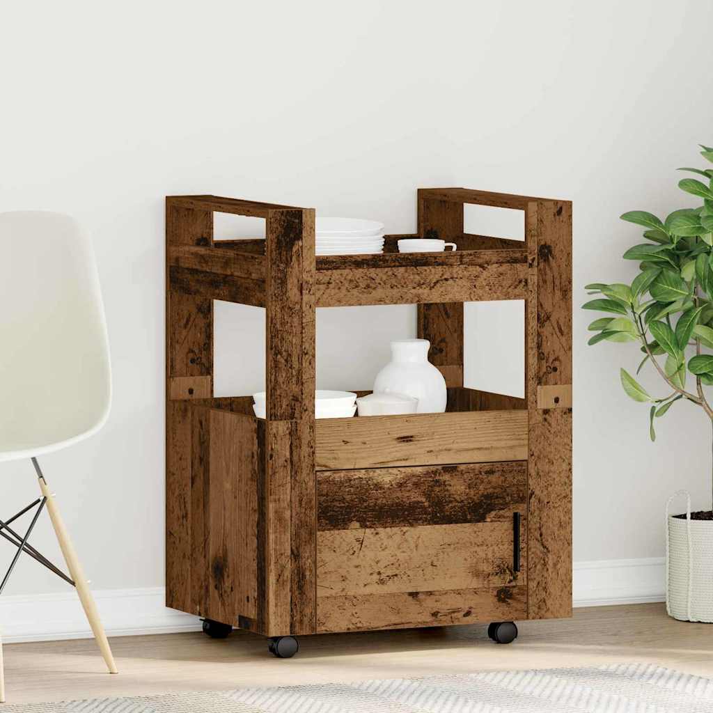 vidaXL Keukentrolley 60x45x80 cm bewerkt hout wit