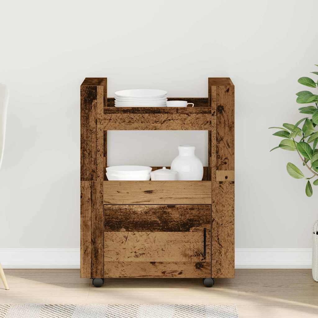 vidaXL Keukentrolley 60x45x80 cm bewerkt hout wit