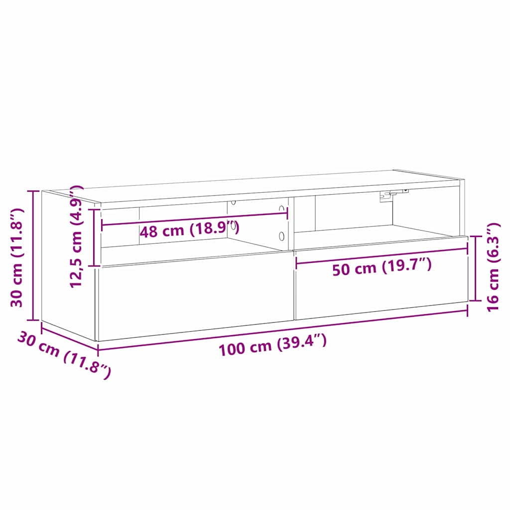 vidaXL Tv-wandmeubels 2 st 40x30x30 cm bewerkt hout wit