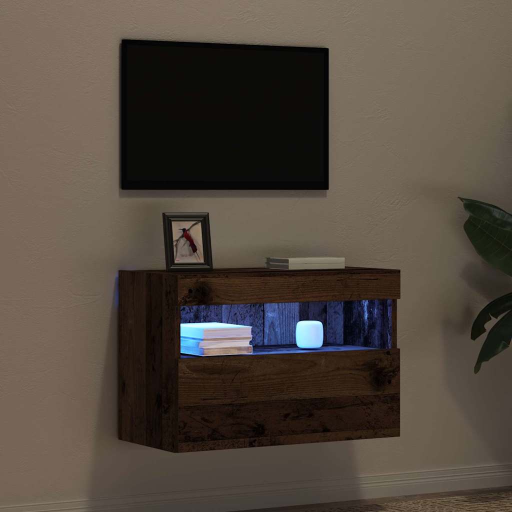 vidaXL Tv-wandmeubel met LED-verlichting 40x30x40 cm bruin eikenkleur