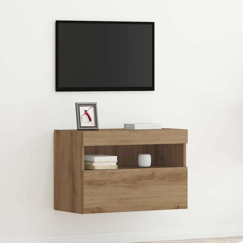 vidaXL Tv-wandmeubel met LED-verlichting 40x30x40 cm bruin eikenkleur